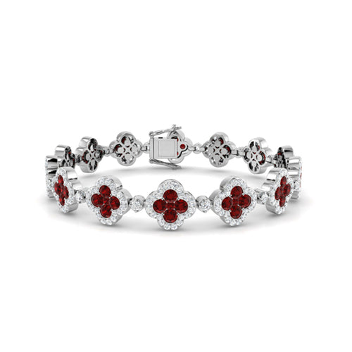 Ruby and Diamond Clover Bracelet