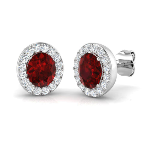 Ruby and Diamond Halo Earrings