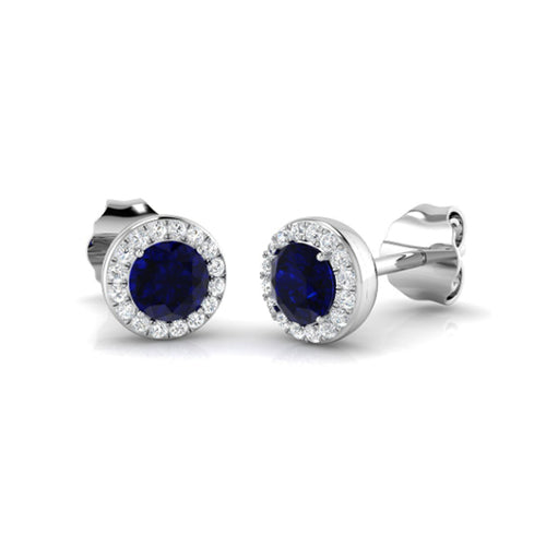 Sapphire and Diamond Halo Earrings