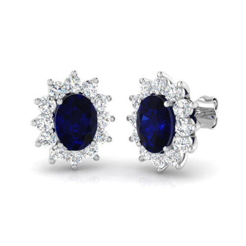 Sapphire and Diamond Cluster Earrings