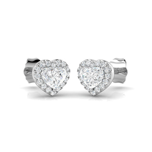 0.69ct 18ct White Gold Heart Shaped Diamond Halo Earrings