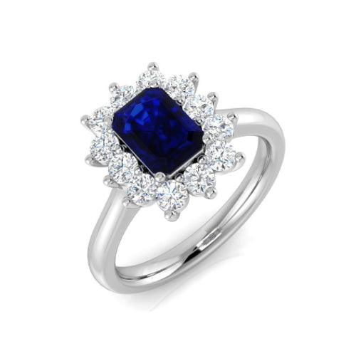 Sapphire and Diamond Cluster Ring