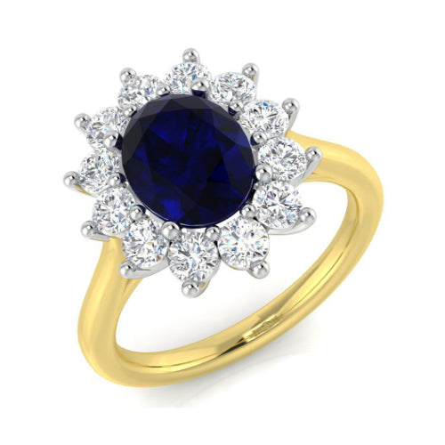 Sapphire and Diamond Cluster Ring Princess Diana