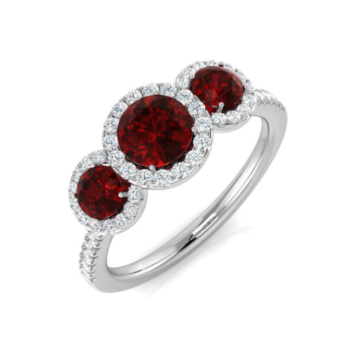 Ruby and Diamond Halo Ring