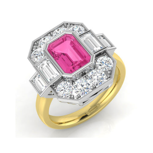 Pink Sapphire and Diamond Dress Ring