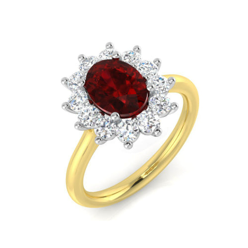 Ruby and Diamond Cluster Ring