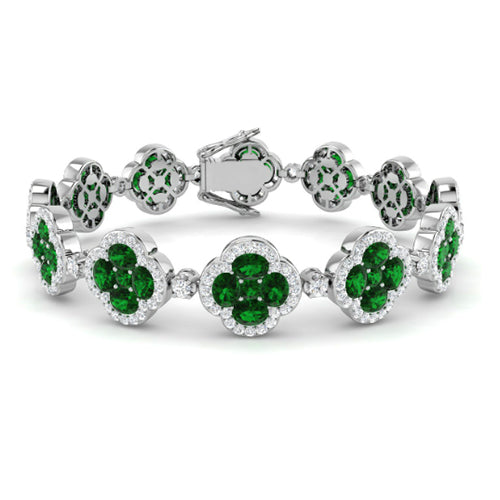 Emerald and Diamond Clover Bracelet