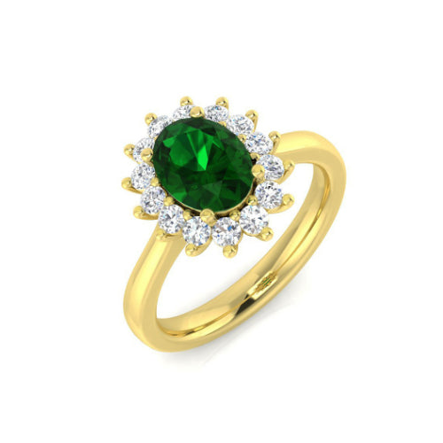 Emerald and Diamond Cluster Ring