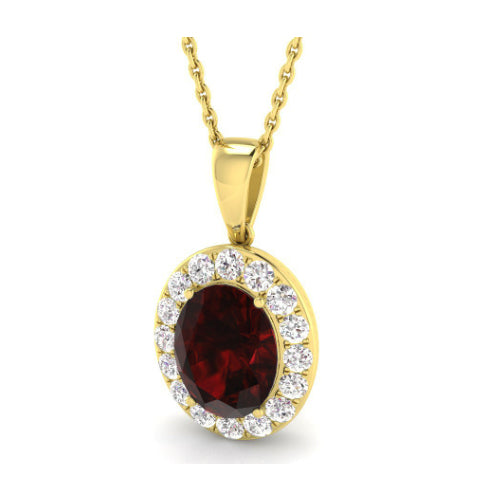 Oval Ruby and Diamond Pendant