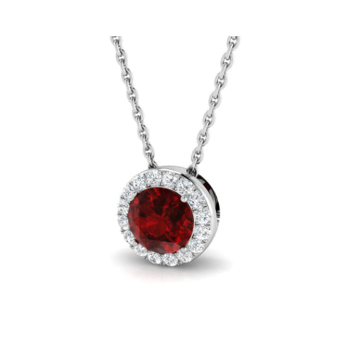 Ruby and Diamond Halo Pendant